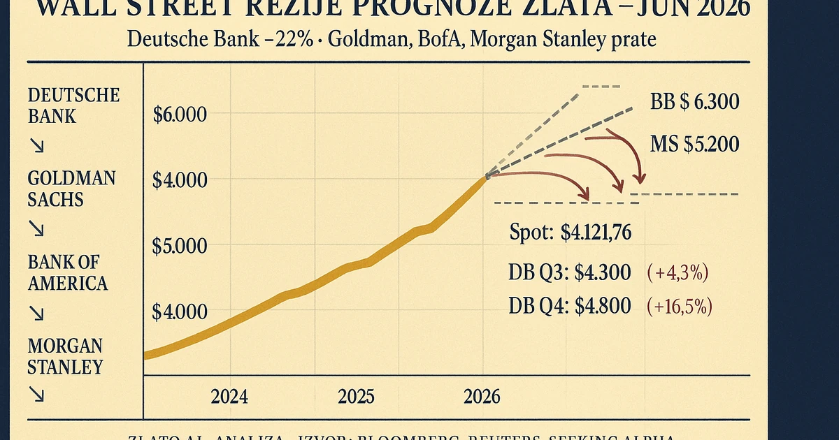 Deutsche Bank ruši prognoze cene zlata za 22% — Wall Street oprezniji — investiciono zlato Srbija