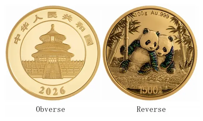 Zlatnik Kineska Panda 3.22 oz - investicioni zlatnik sa godišnjim dizajnom pande, čistoća 999