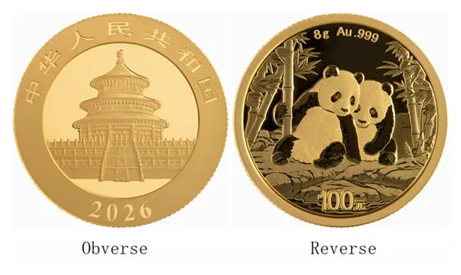 Zlatnik Kineska Panda 8 g - investicioni zlatnik sa godišnjim dizajnom pande, čistoća 999